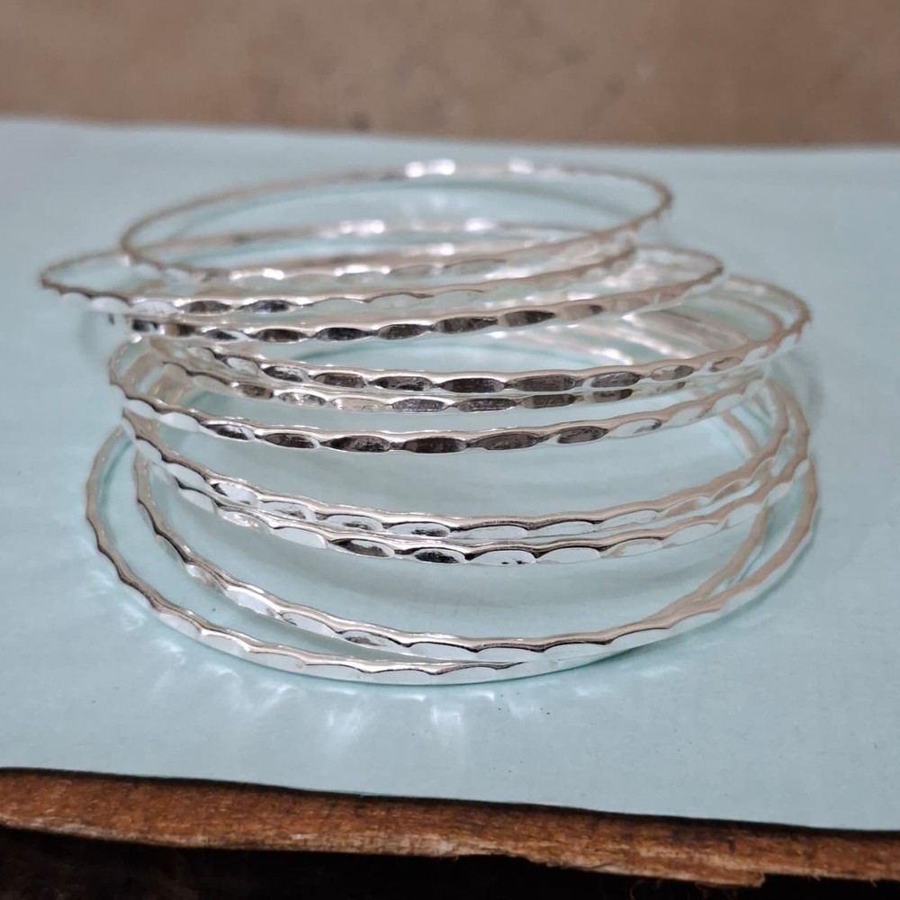 Silver Bangles Set, Solid 925 Sterling Silver Bangles, Beautiful Bangle