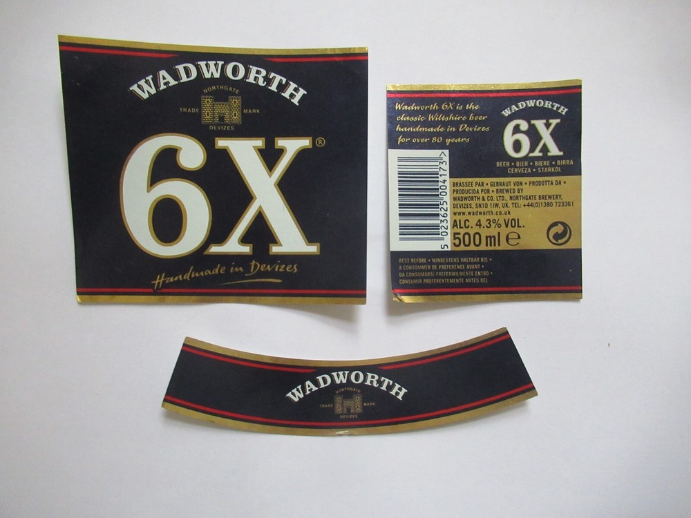 Old Beer Label - WADWORTH 6X - 1990s
