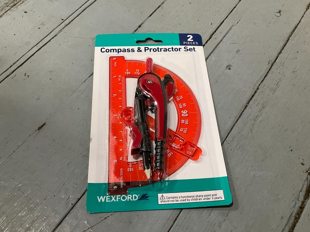 Wexford Elementary School Compass and Protractor Red Set - Factory Sealed