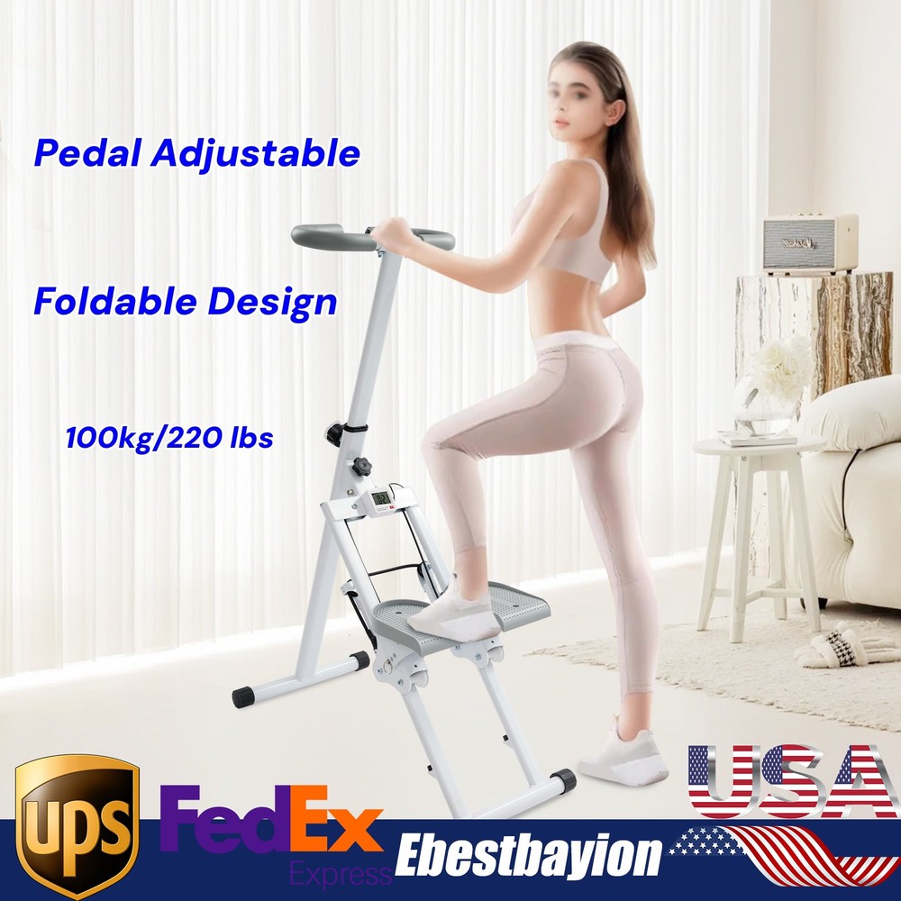 Foldable Stair Stepper Machine-Adjustable Vertical Climber For Full Body Workout