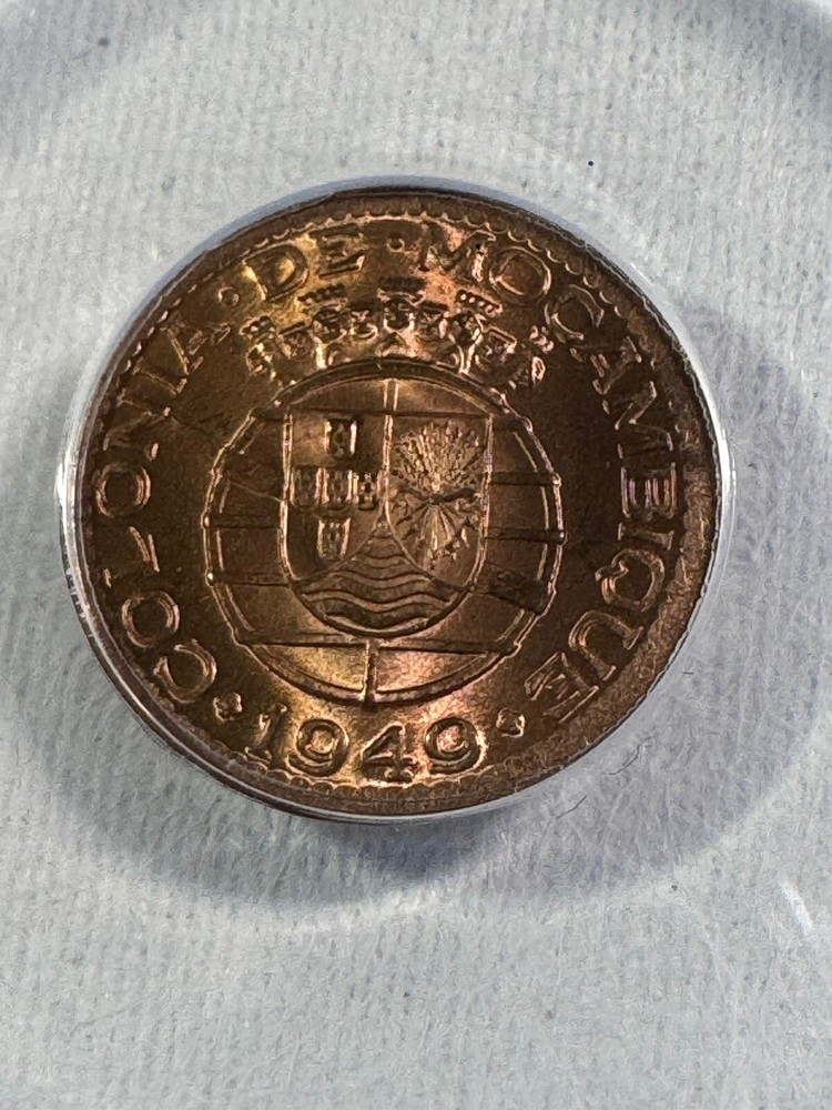 1949 Mozambique 20 Centavos Graded MS 64 RD by ANACS