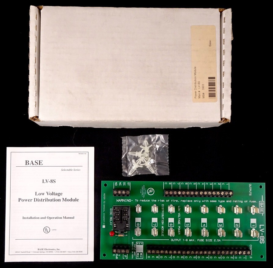 Base Electronics LV-8S Low Voltage Power Distribution Module, NEW IN BOX