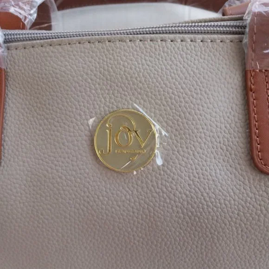 Joy Mangano Leather Large Tote Beige