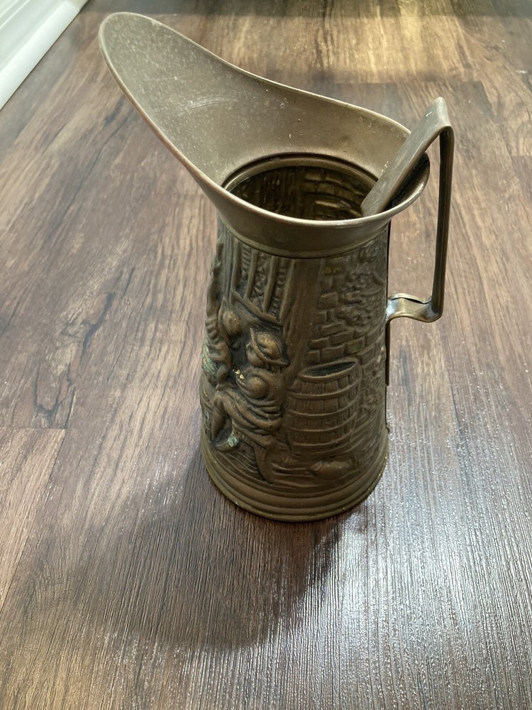 English Brass Jug Hammered Brass Pitcher
