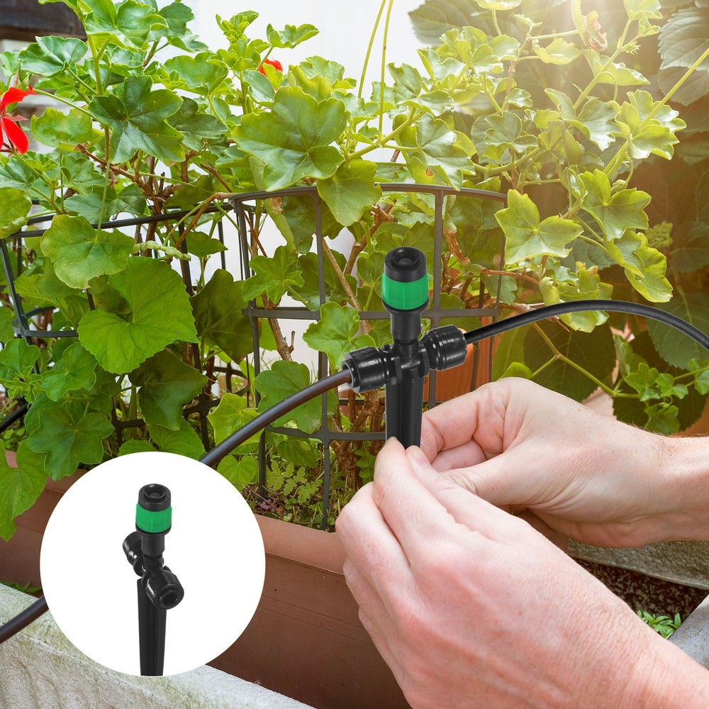 12-Pack Drip Irrigation Emitters, Adjustable 360 Degree, Dark Green