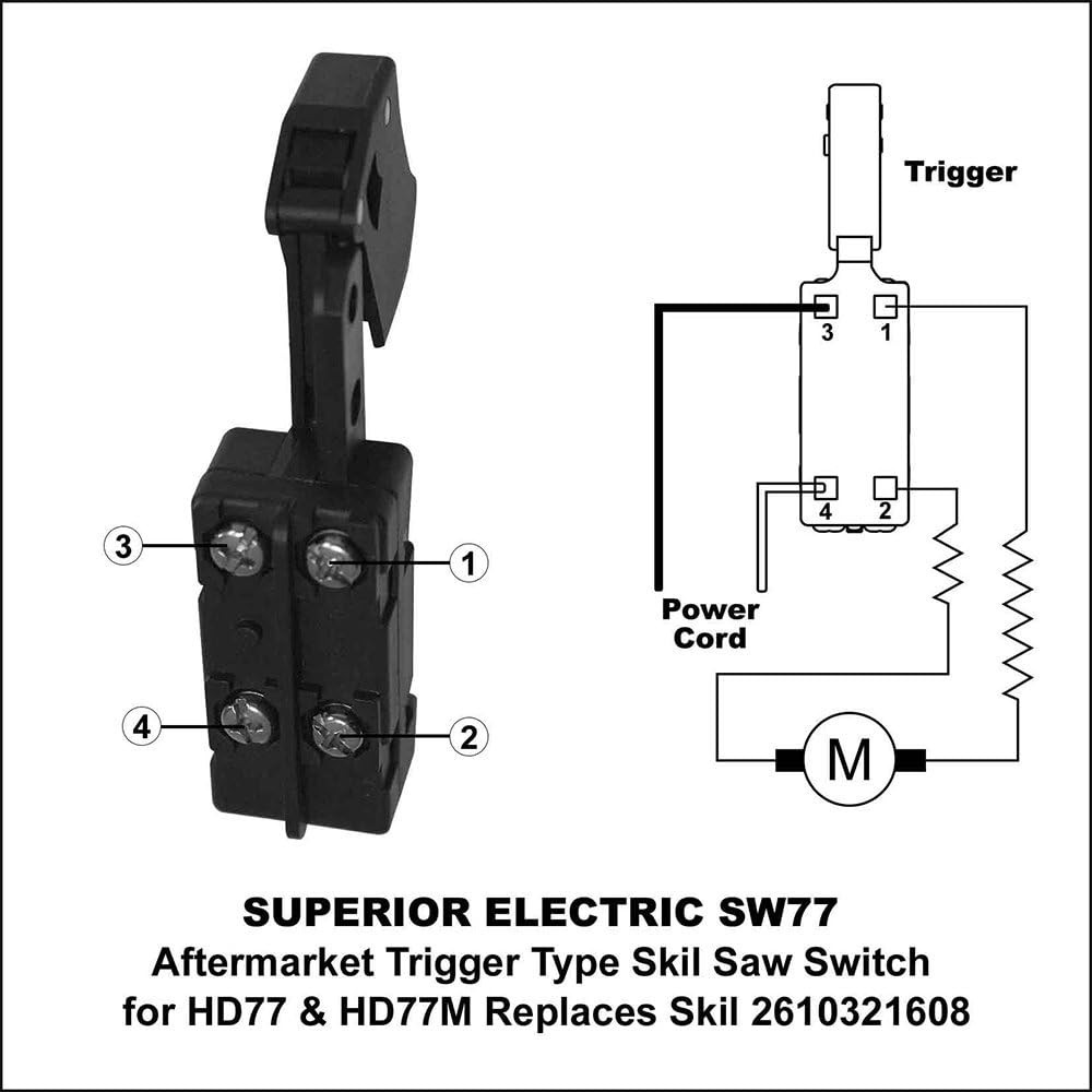 20 Amp On-Off Trigger Switch Replacement for Power Tools - Compatible with SKIL