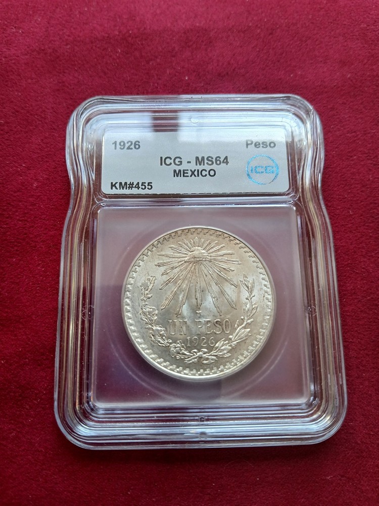 UNO PESO MEXICO SILVER 1926 MS64