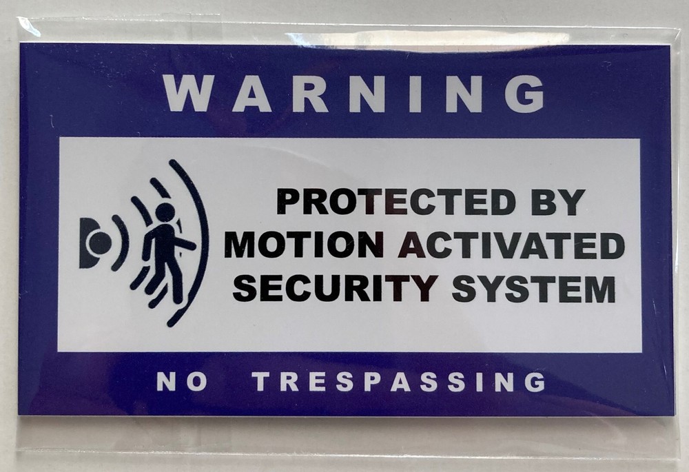 Protected By Motion Activated Security Warning Stickers / 6 Pack + FREE Shipping