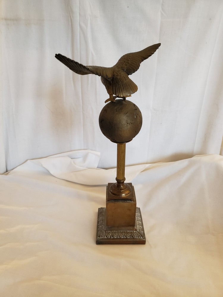 Vintage brass Eagle on sphere globe 17" unique!