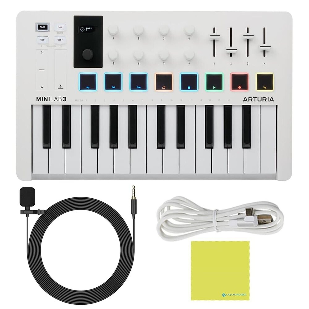 Arturia MiniLab 3 MIDI Keyboard Controller, Lavalier Omnidirectional Mic, USB...