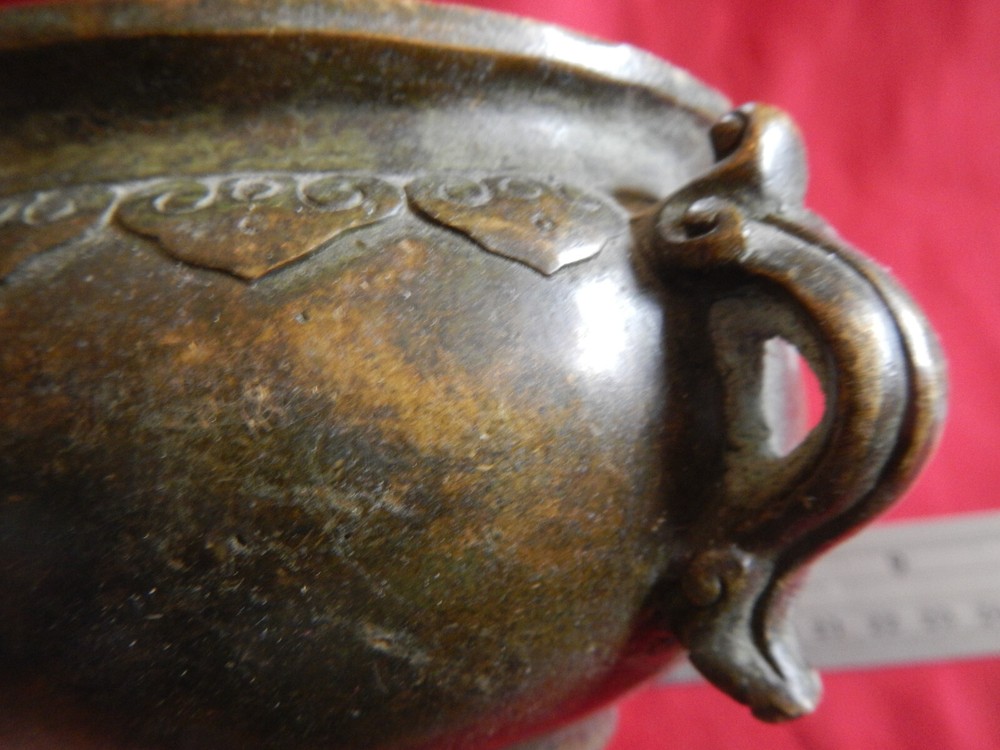 Solid Cast Brass / Bronze Censer Incense Burner Reproduction w/ Hallmarks Chops