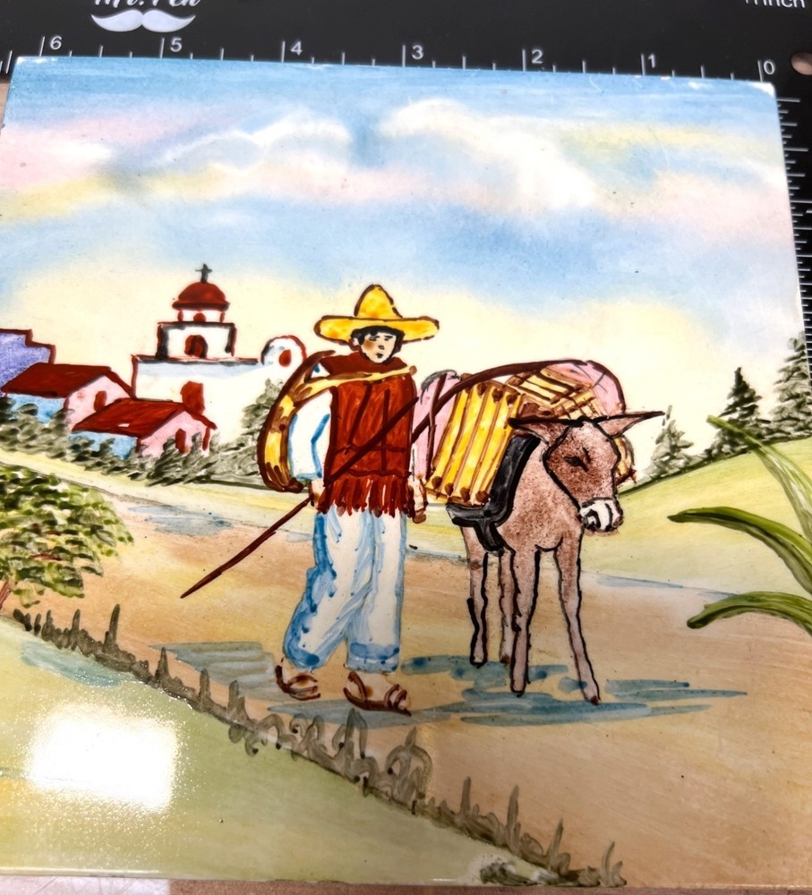 Decorative H&R Johnson Ltd Ceramic Tile With Mexican Scene Artwork