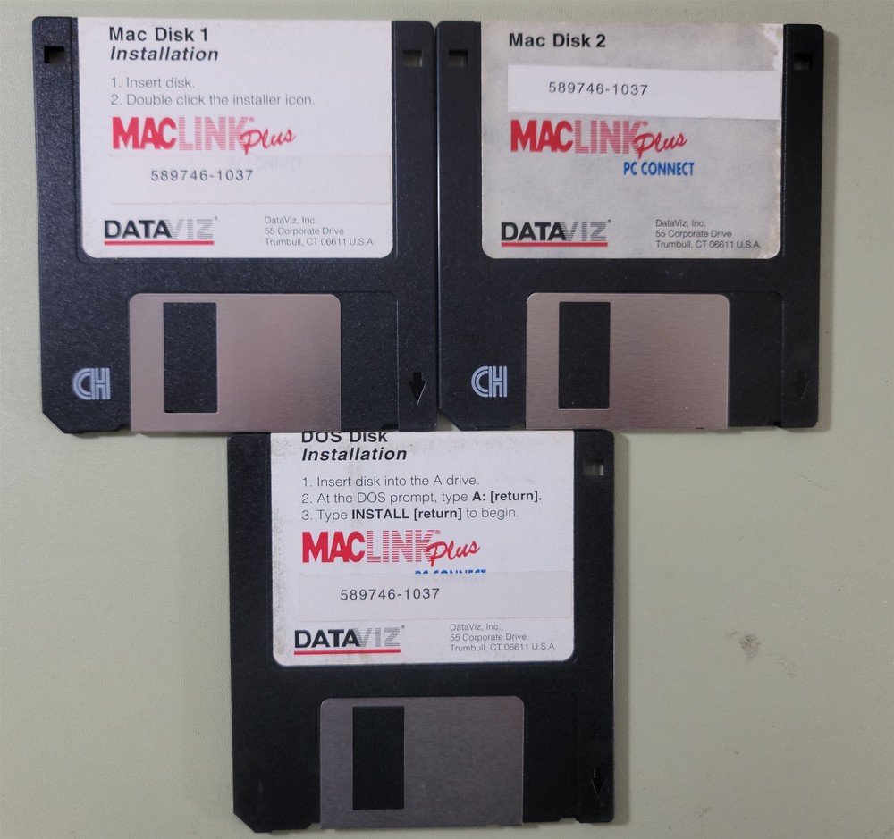 DataViz - Mac Link Plus Install Disks (x2) + Dos Disk Installation