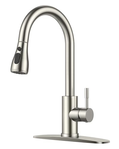 Kitchen Faucets with Pull Down Sprayer High Arc Brushed Nickel Traditional