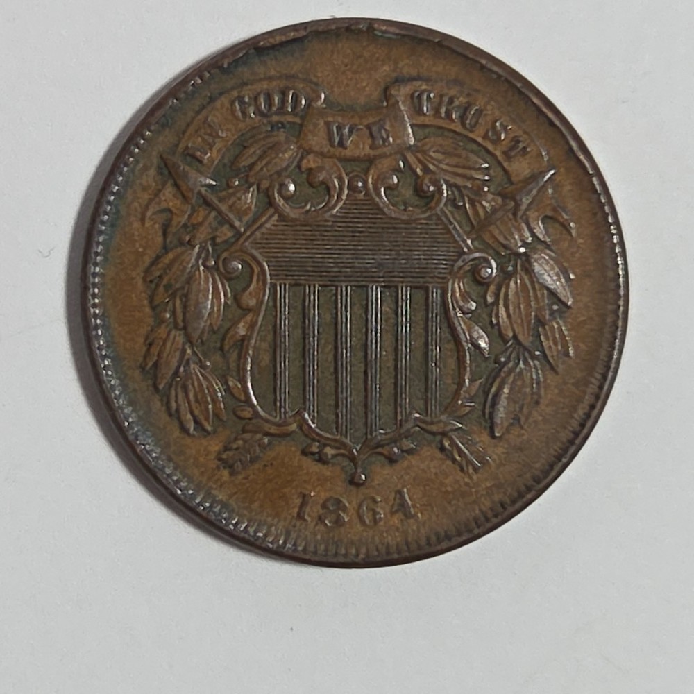 1864 Two Cent Shield .02. Super Sharp Extra Fine.