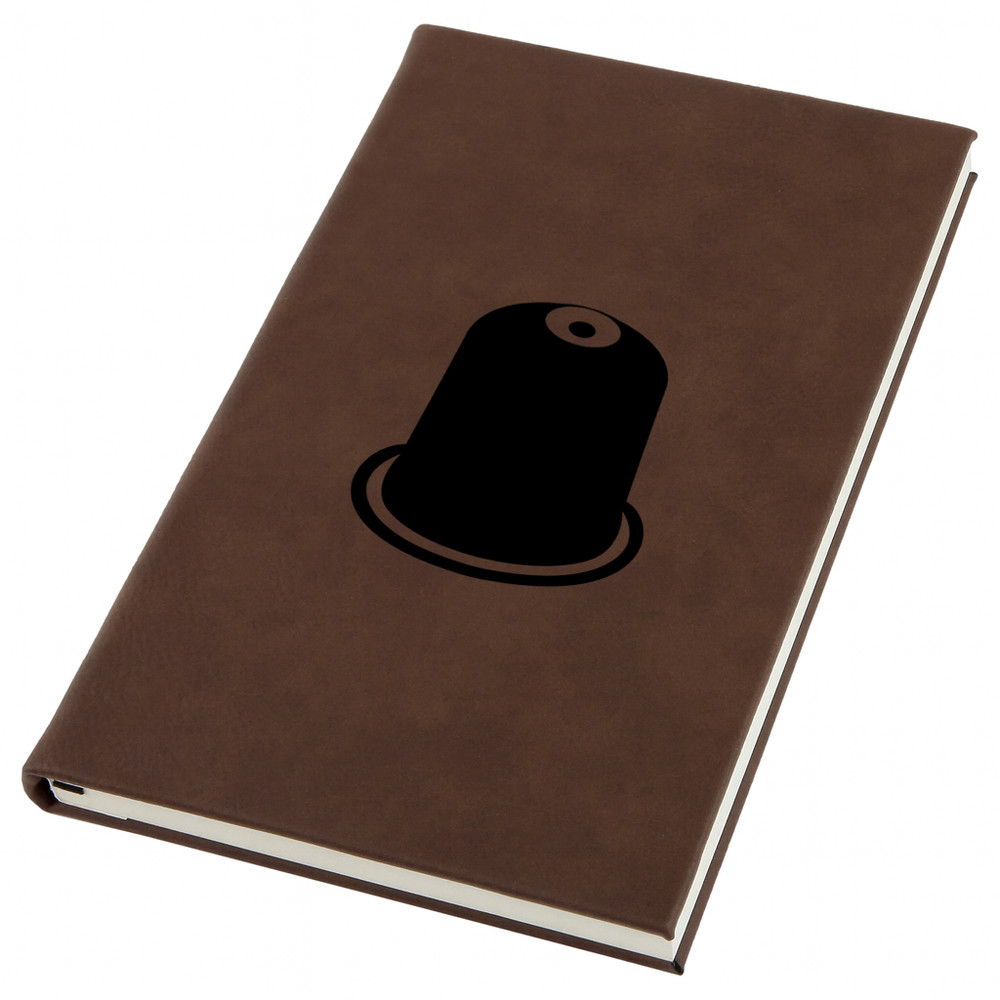 Coffee Pod Engraved Leather Journal, Personal Planner with Lined Pages