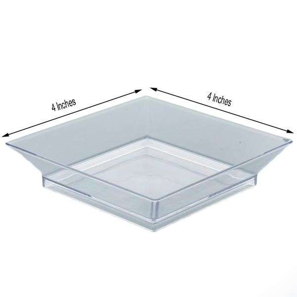 3.5" Clear DESSERT PLASTIC PLATES Square Party Wedding Disposable TABLEWARE