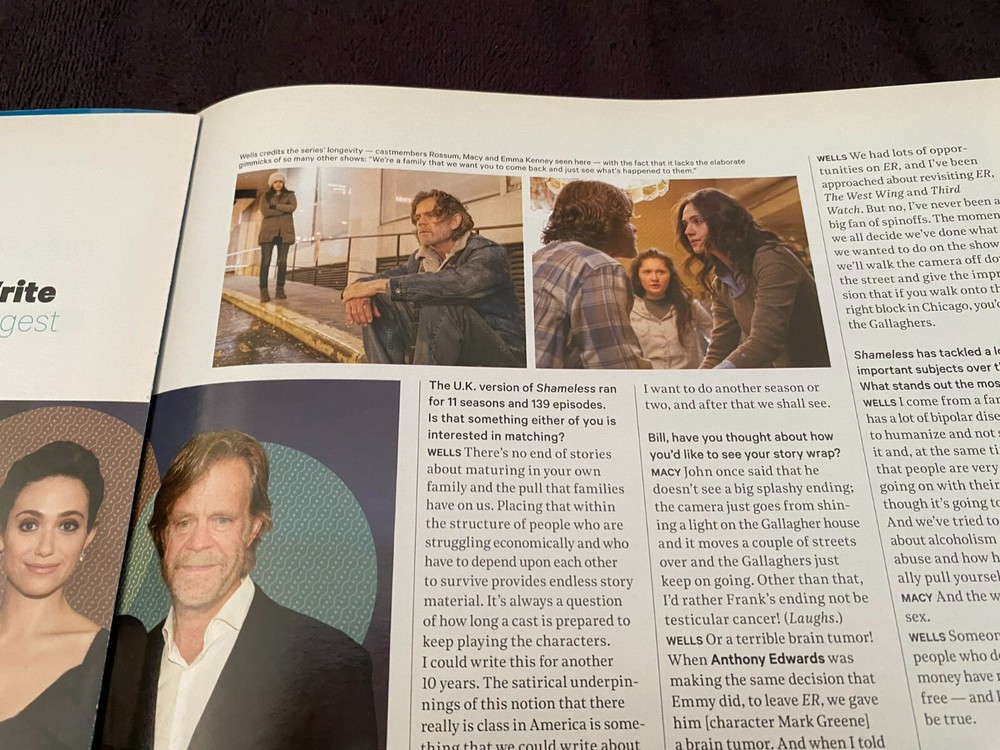 SHAMELESS 2018 ads & article congratulations to cast & crew for 100th episodes