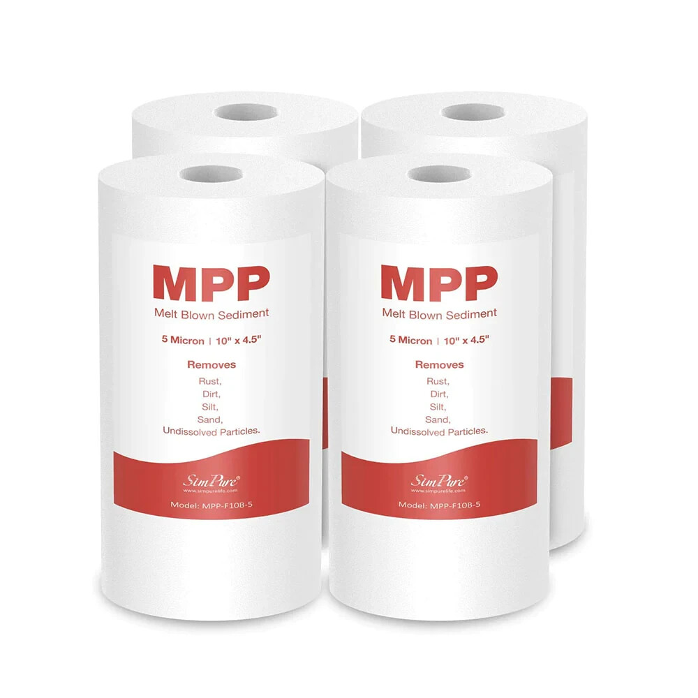 4 Pack Simpure 4.5"X 10" Whole House PP Sediment Filter Cartridges Replacement