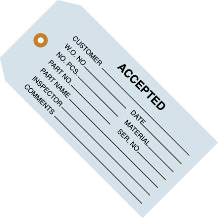 4 3/4" x 2 3/8" 'Accepted' Inspection Tags, Blue 1000/Case