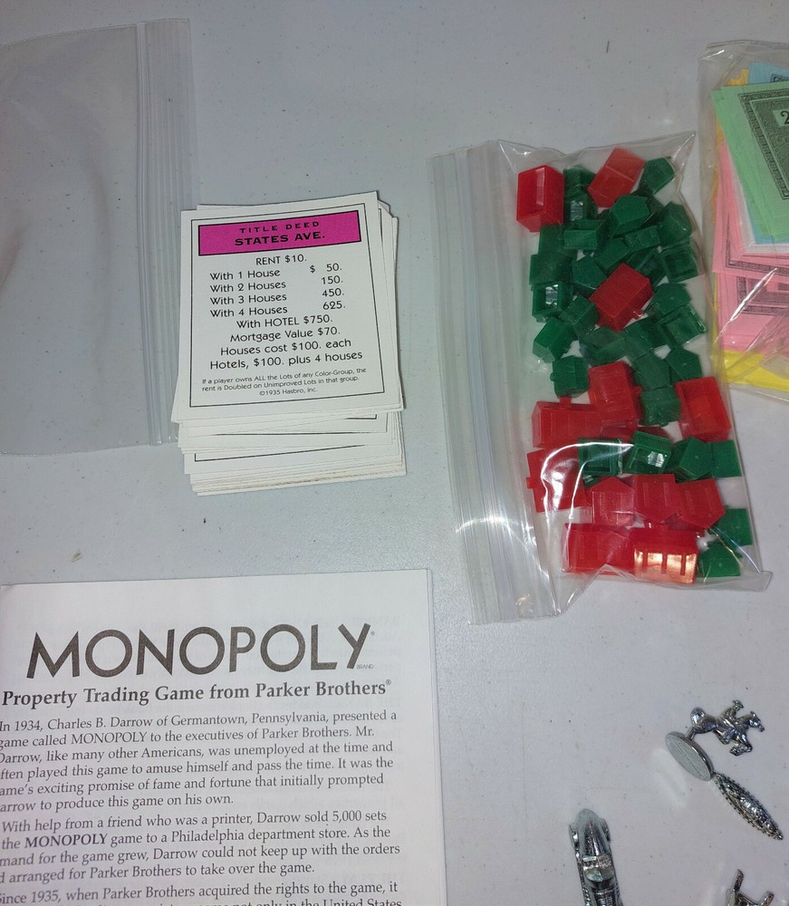 Monopoly 65th Anniversary Game Pieces and Instructions