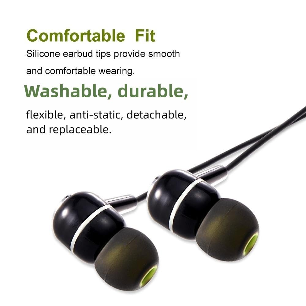 Earbud Tips High Quality Soft Silicone Small/Medium/Large, Black/Green