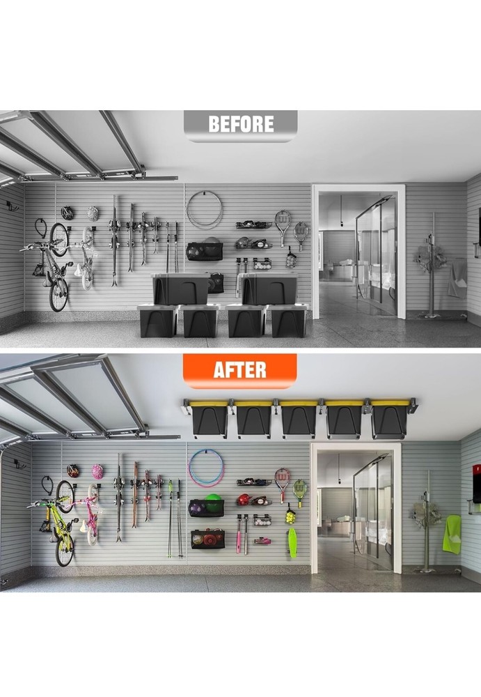 TORACK Garage 16\" Studs Ceiling Storage Rack, Overhead Tote Storage Rail System