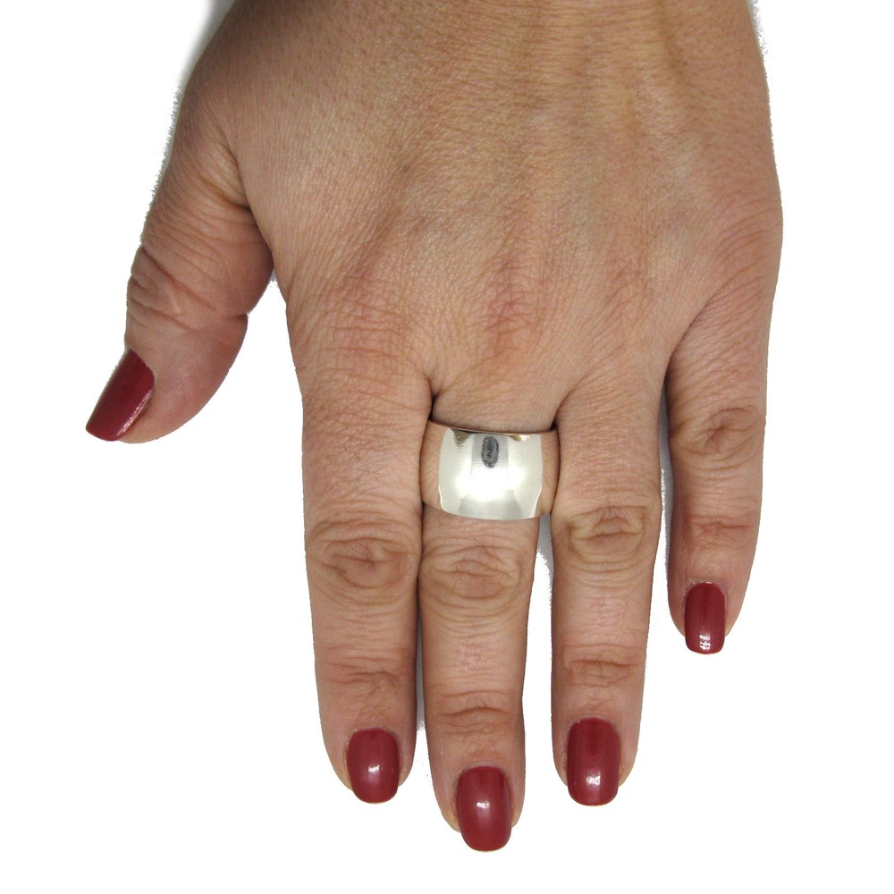 Plain Sterling Silver Band Ring Hallmarked Solid 925 14mm Wide Handcrafted