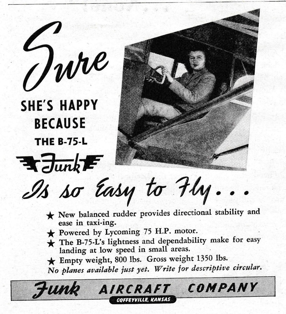 Three 1945 Funk Aircraft ads 8/14/2024c