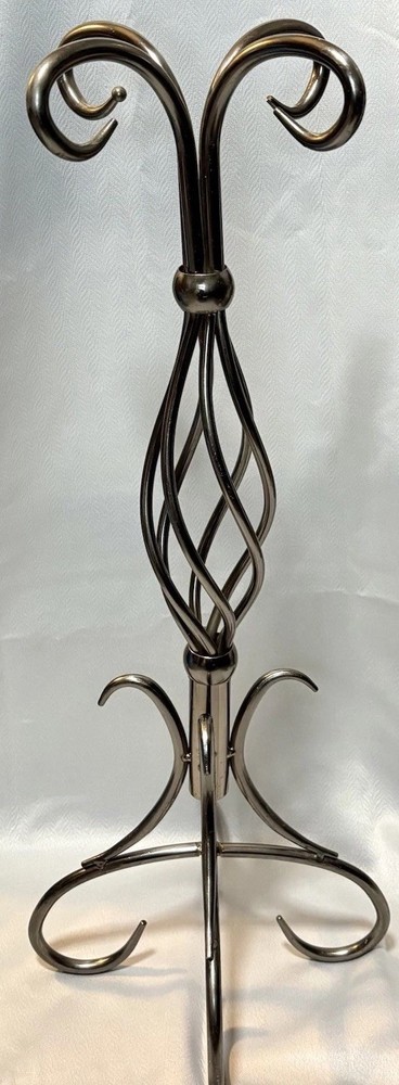 Vintage Wrought Iron Fireplace Tool Stand Twisted Scroll Design 29"