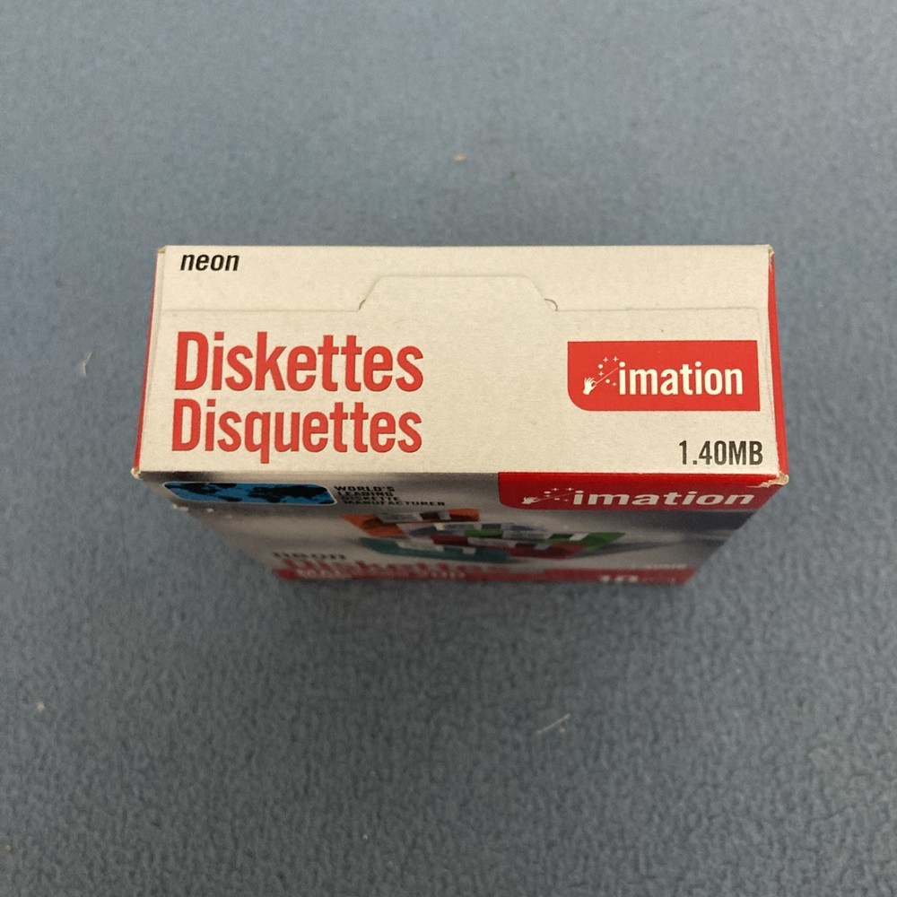 NOS Imation 3.5" 1.40MB 2HD Mac Formatted Neon Diskettes - 10 Pack