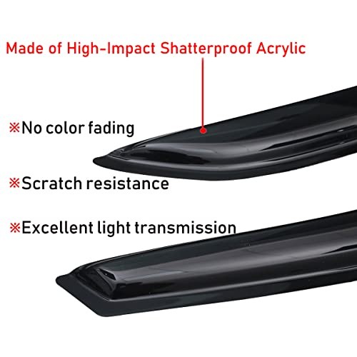 Extra Durable Outside-Mount Auto Vent Window Visor, Fits 2014-2018 Kia Forte
