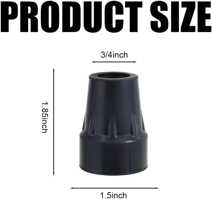 Cane Tips, 3/4”Crutch Tips Heavy Duty Walking Cane Tips Replacement Black Rubber