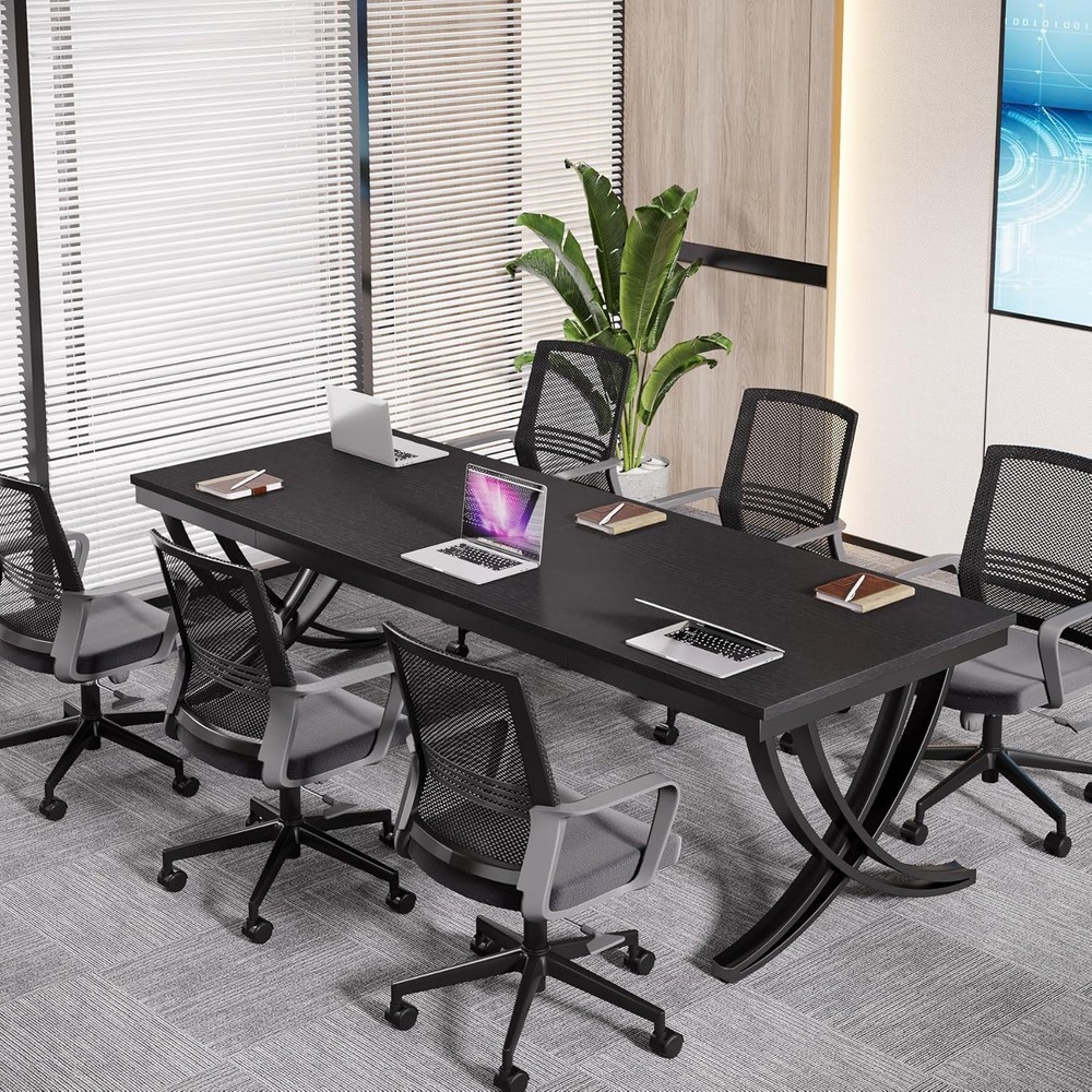 6.5FT Conference Table for 6-8 People, 78 inch Long Rectangular Seminar Table