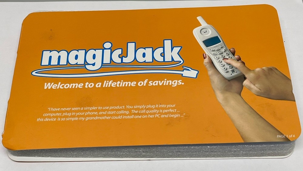 Magic Jack A921 Phone System USB Phone Jack Long Distance Calling Open Box Clear