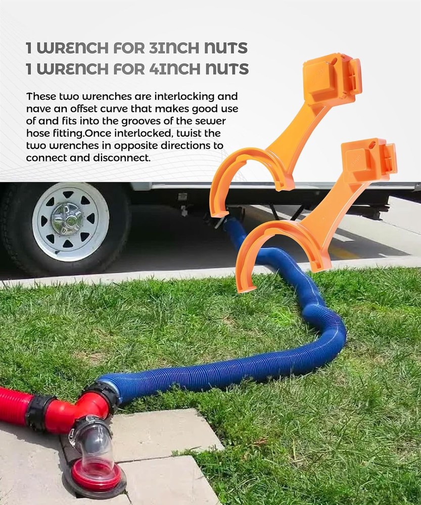 RV Sewer Hose Wrench Cap Removal Tool 2 Pcs
