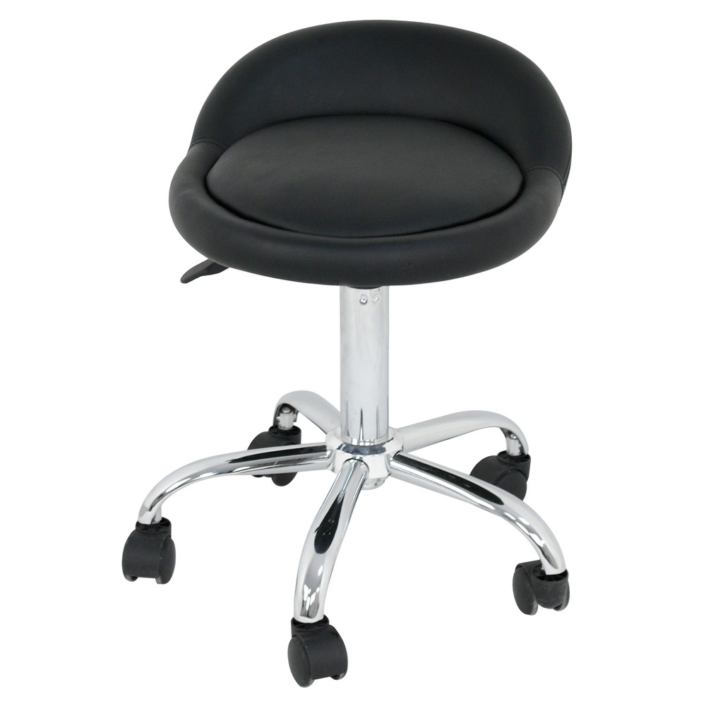 Salon Stools w/Back Rest Saddle Hydraulic Adjustable Spa Rolling Black 3Pack