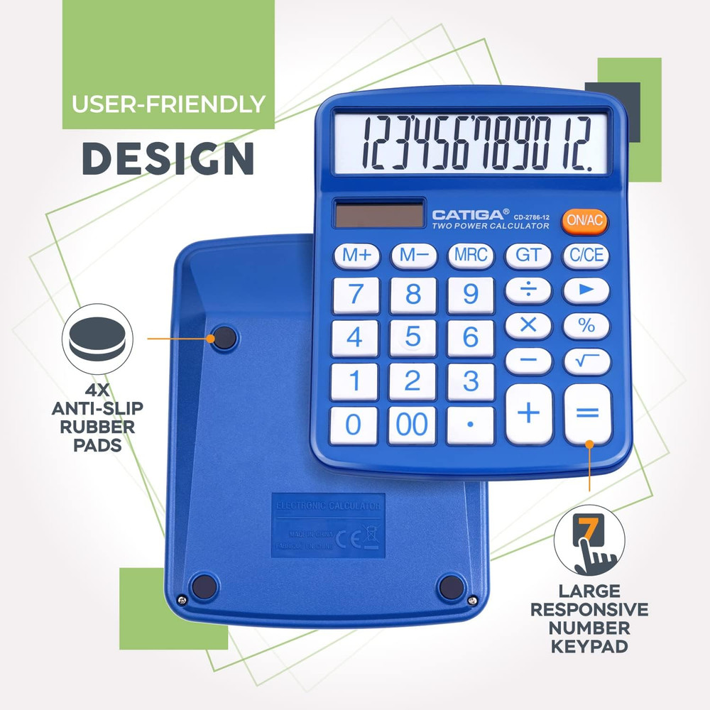 Desktop Calculator 12 Digit with Large LCD Display and Sensitive Button Solar...