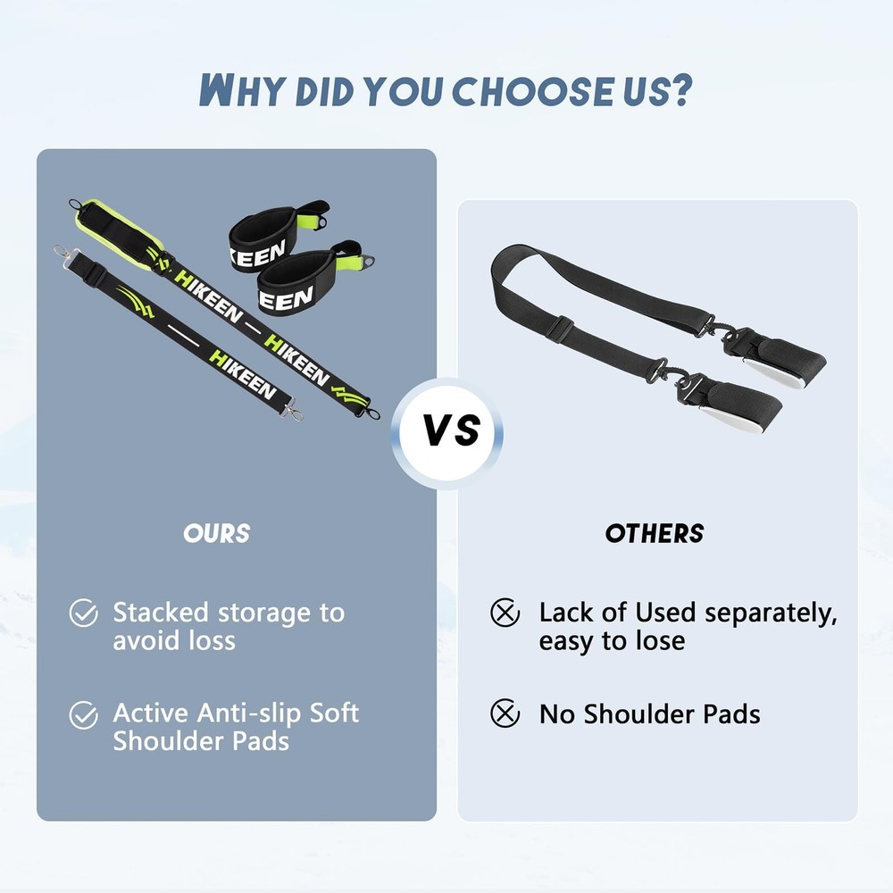 2 Sets Ski Strap, Pole and Boot Ski Carrier Strap for Easy Transportation of ...