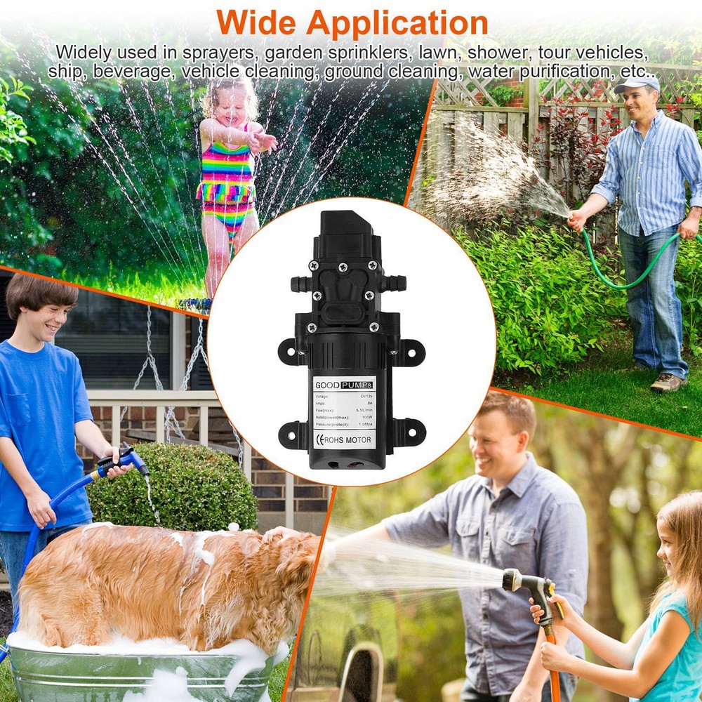 130PSI 12V Water Pump Self Priming Diaphragm High Pressure Automatic Switch