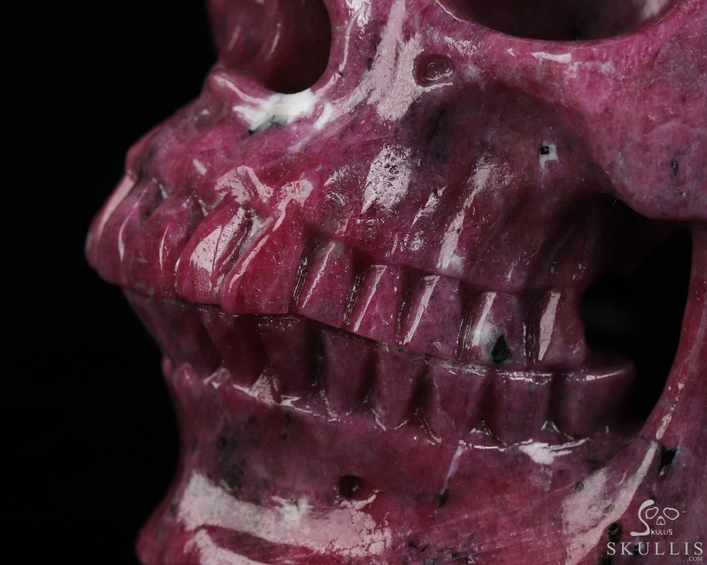 Gemstone 4.3" Ruby Hand Carved Crystal Skull, Super Realistic
