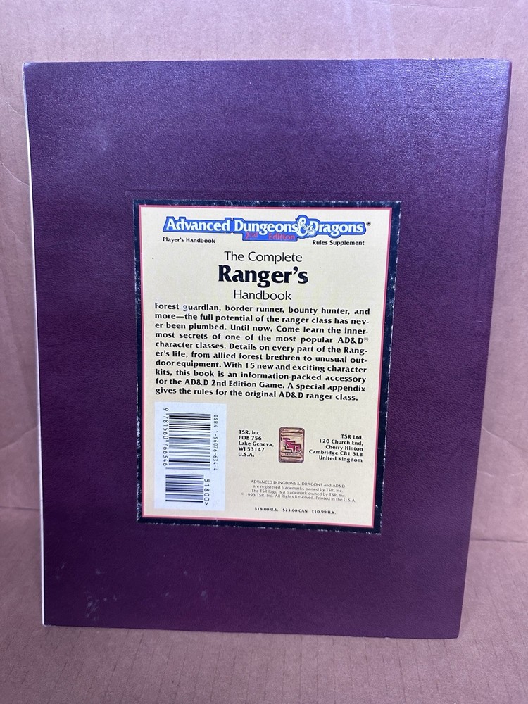 TSR Advanced Dungeons & Dragons Complete Wizard's & Ranger's Handbook