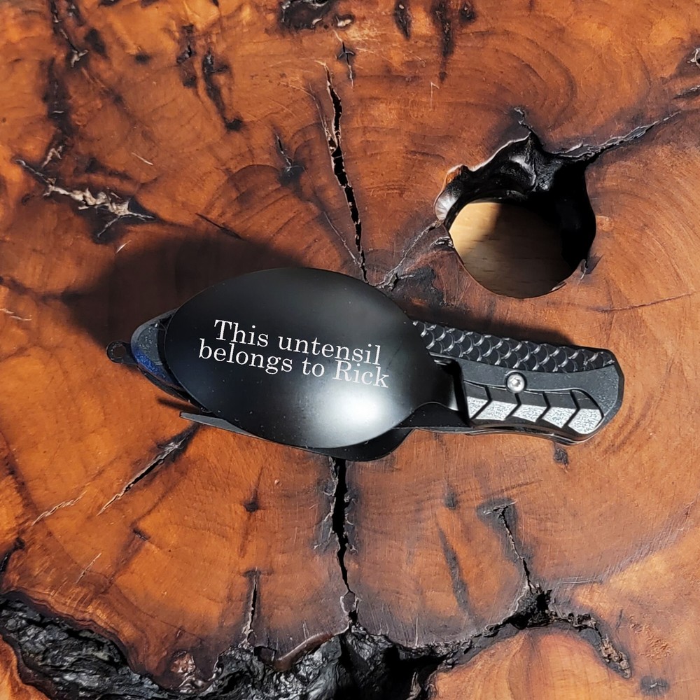 Personalized Camping or Picnic Fork, Spoon, and Knife Folding Utensil Multi-Tool