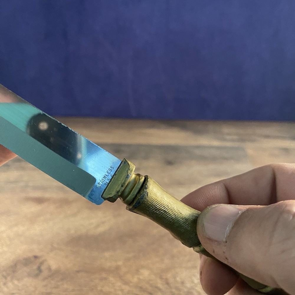 Bread Cocktail Knife Solid Brass Bamboo Shaped Handle