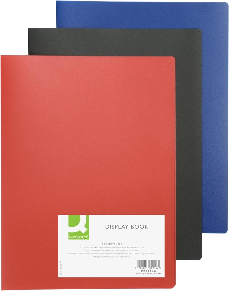 Q-Connect 10-Pocket Display Book - Red