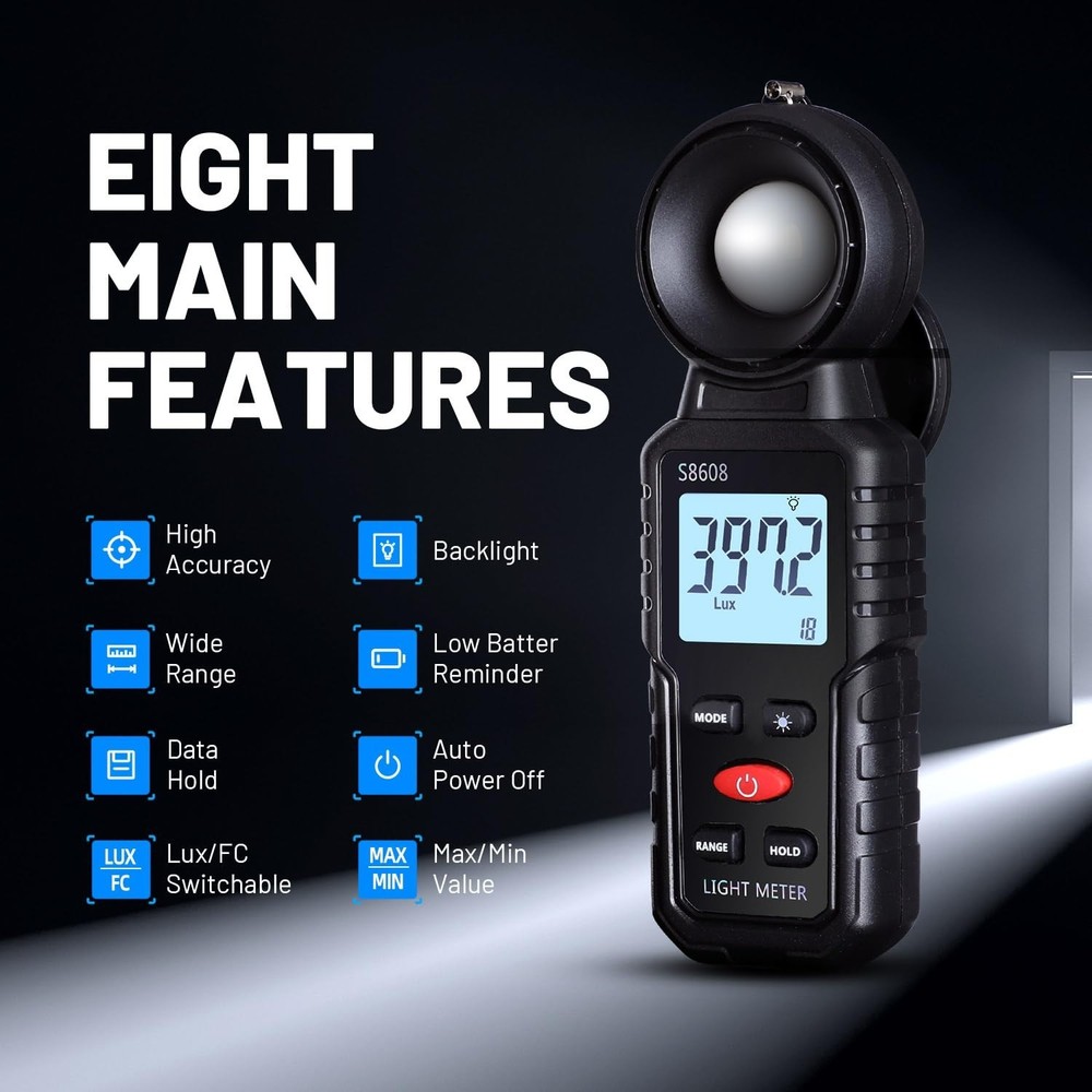 User-Friendly Light Meter with LCD Display for Accurate Illumination Readings
