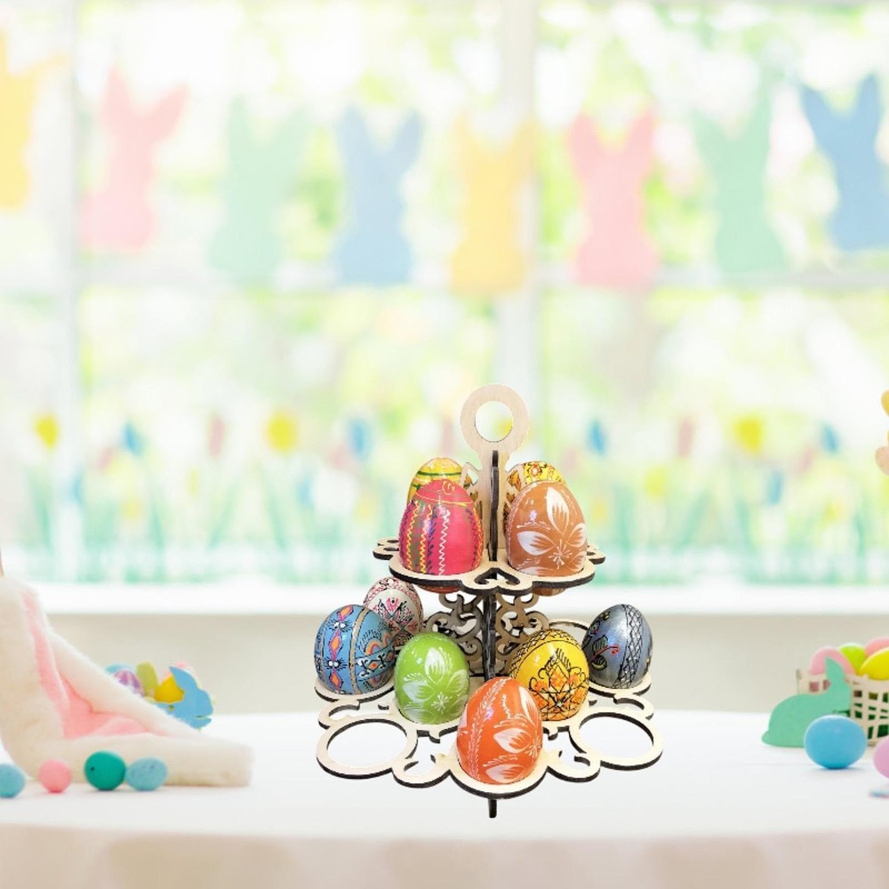 Easter Eggs Display Reusable Storage Shelf 2 Tier Rack for Dining Room Holiday
