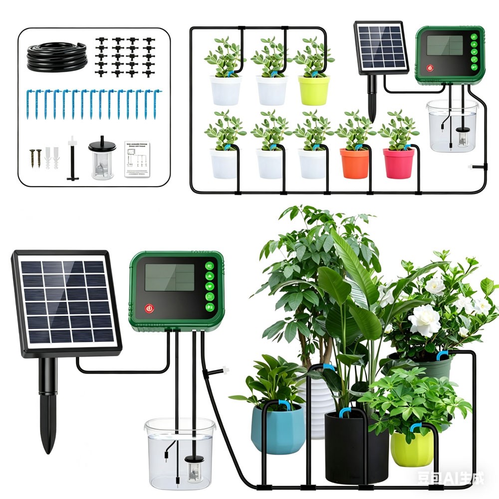 NEW Solar Automatic Irrigation System Plant Watering System Kit with Timer
