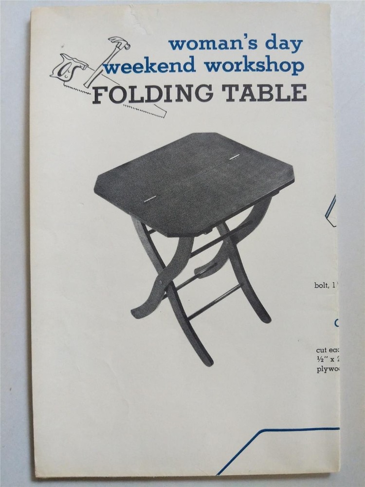 1954 Woman's Day Magazine Weekend Workshop Folding Table Pattern Wood Work