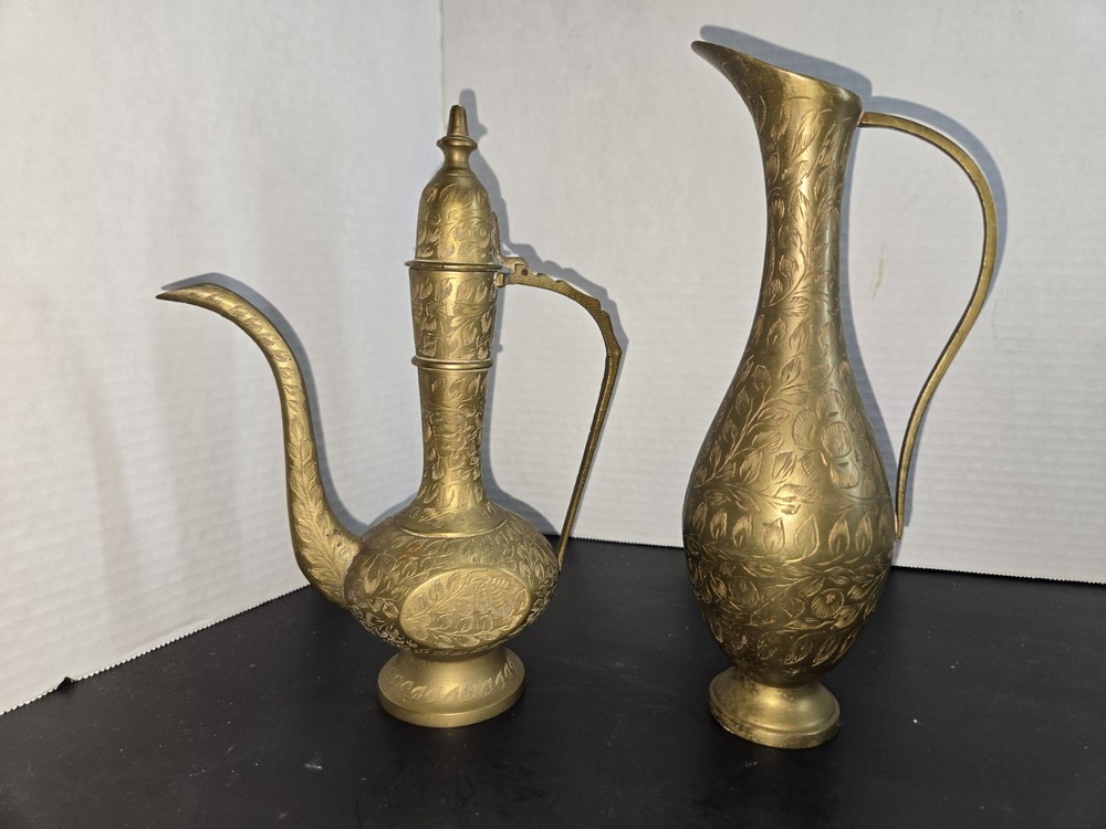 Vintage Etched Pitcher Set Made In India